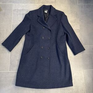 Larry Levine Classics 100% Wool Double-Breasted Overcoat - Size 12